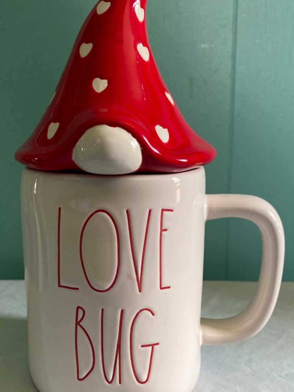 Rae Dunn Love Bug Mug with Knome Hat Coffee Cup Drink or Decor
